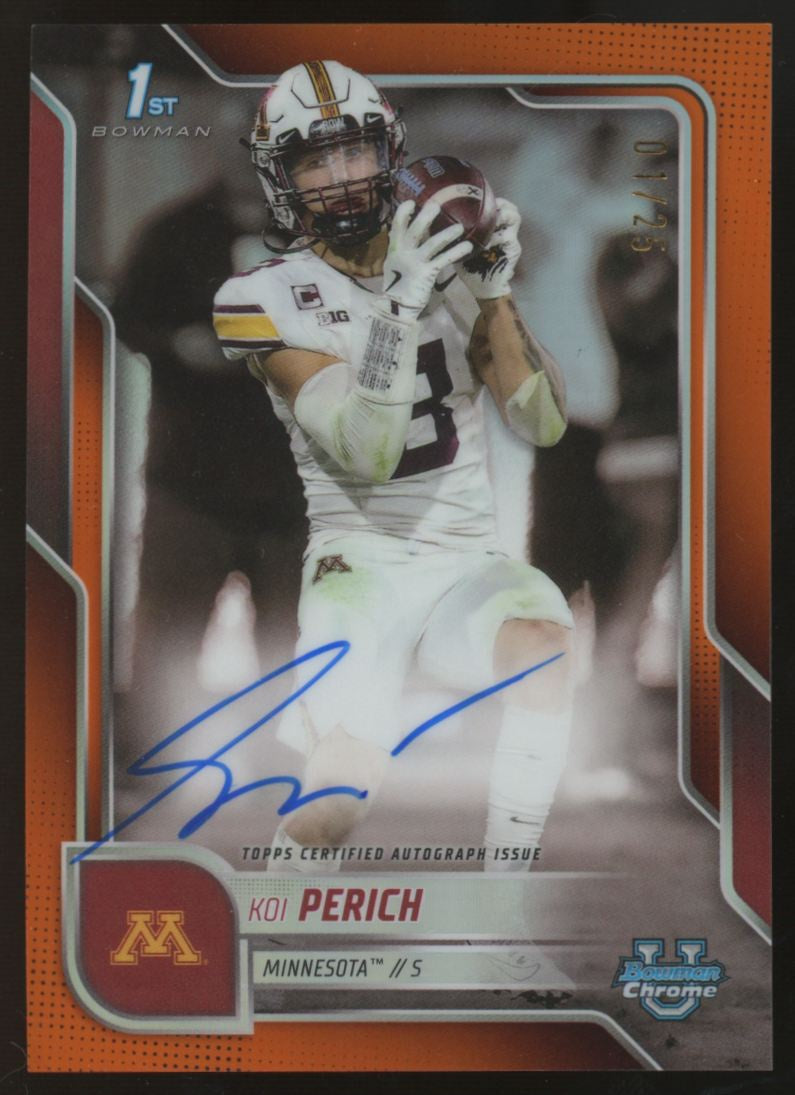 2025 Bowman Chrome University Koi Perich 1st Orange Refractor Auto /25 #BCA-KP