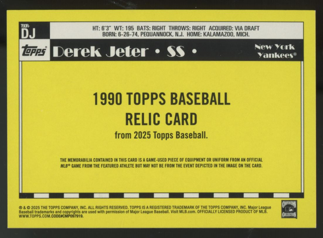 2025 Topps Derek Jeter 1990 Variation Patch #T90R-DJ
