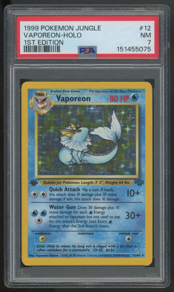 1999 Pokemon Vaporeon Jungle 1st Edition Holo #12 PSA 7