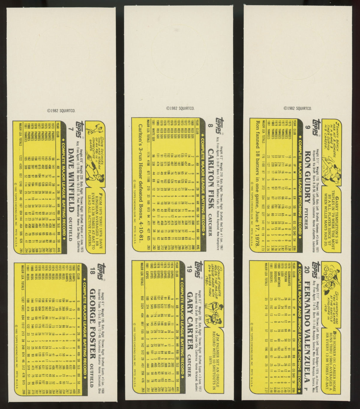 1982 Topps Squirt Baseball Complete Set (22/22)