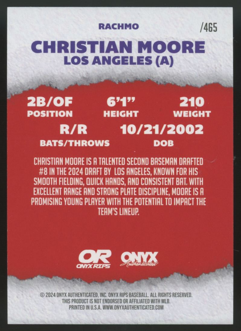 2024 Onyx Christian Moore Red Cracked Ice Auto /465 #RACHMO "A"