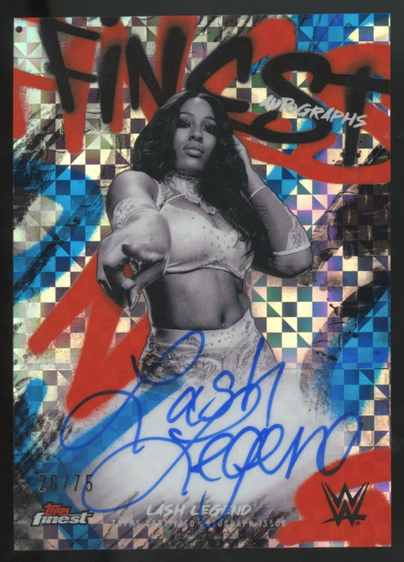 2025 Topps Finest WWE Lash Legend Blue Checkboard Refractor Auto /75 #FA-LLD