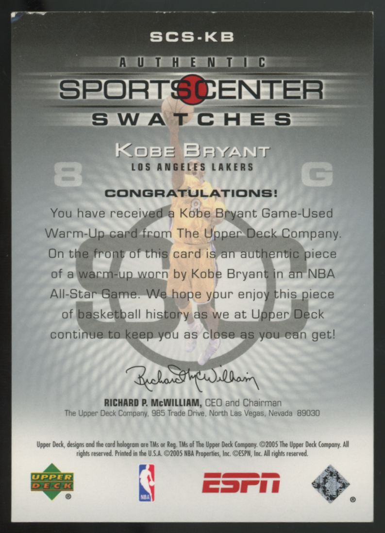 2005-06 Upper Deck ESPN Kobe Bryant Sportscenter Swatches Patch #SCS-KB
