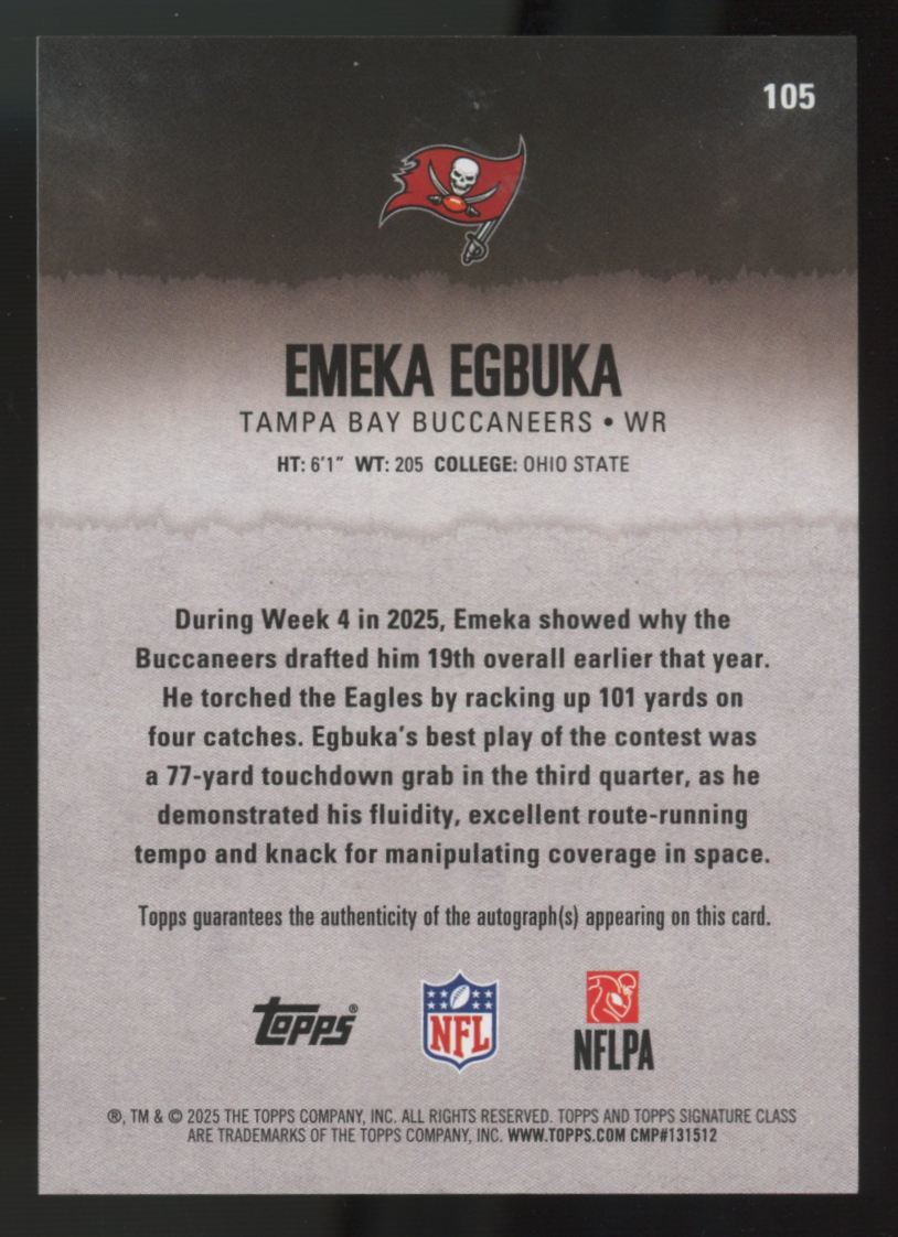 2025 Topps Signature Class Emeka Egbuka RC Auto #105