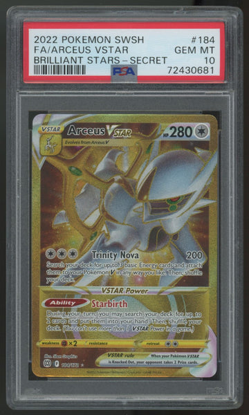 2022 Pokemon Arceus VSTAR Brilliant Stars Full Art Secret #184 PSA 10