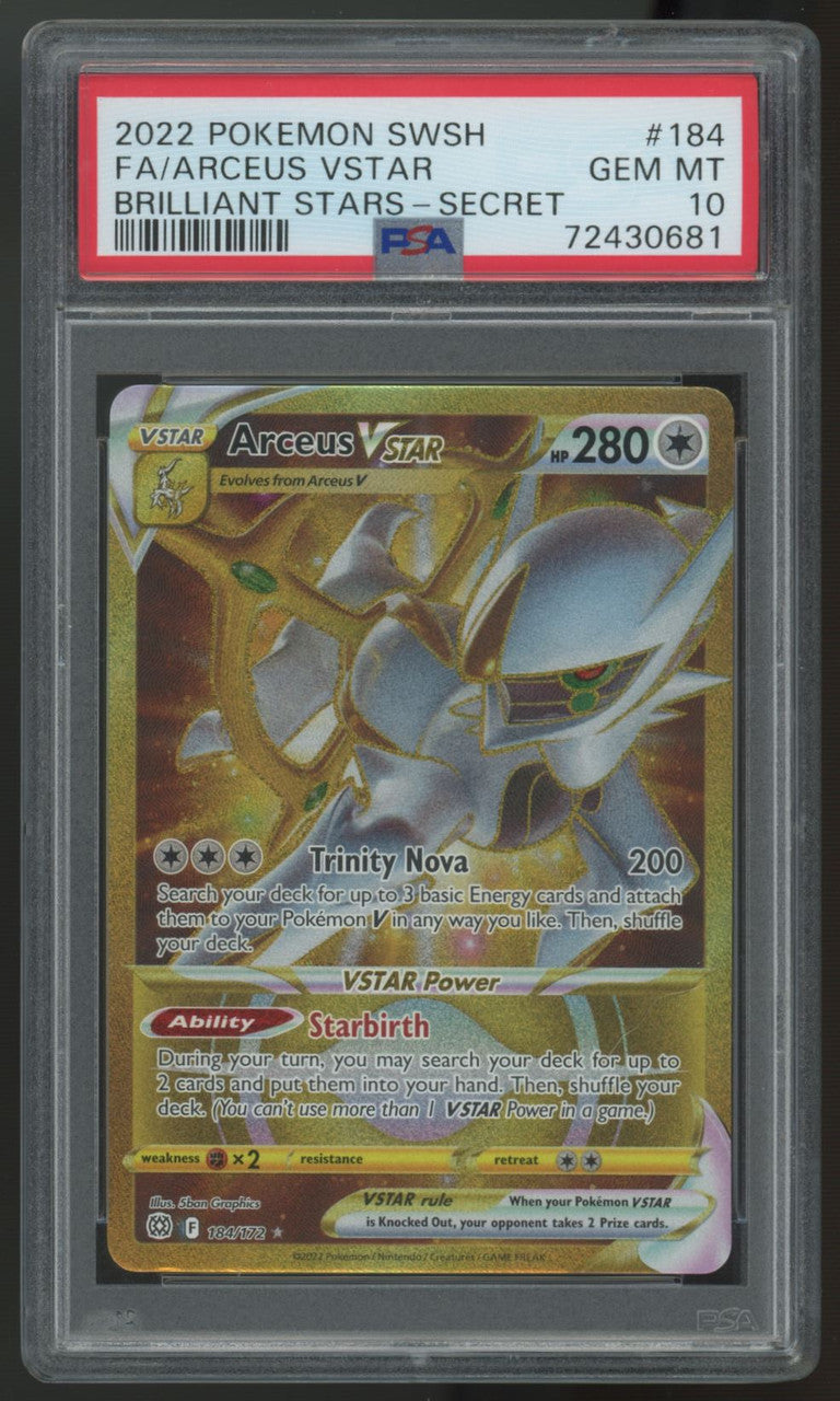 2022 Pokemon Arceus VSTAR Brilliant Stars Full Art Secret #184 PSA 10