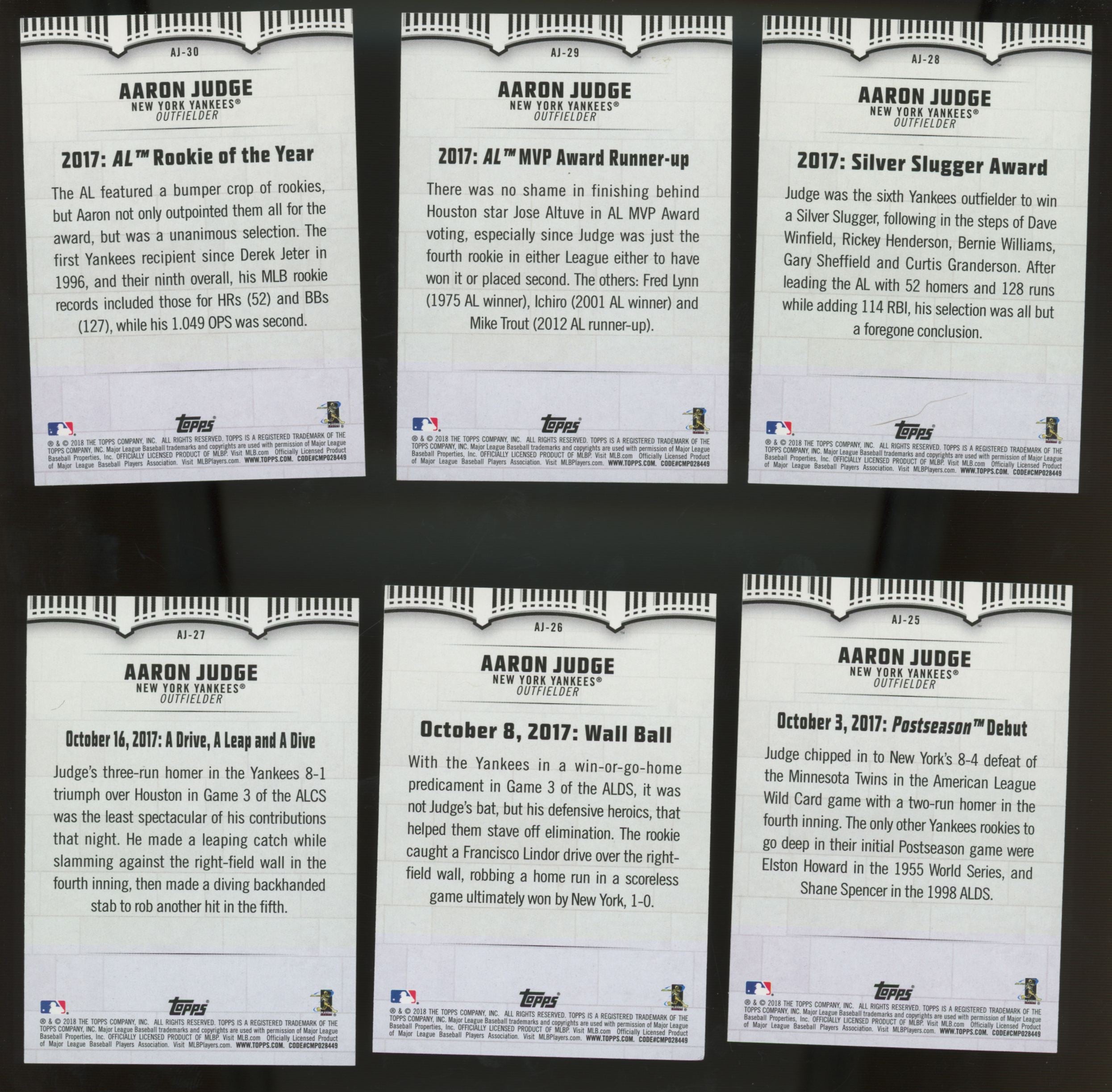 2018 Topps Aaron Judge Highlights Walmart Complete Set (30/30) "A"