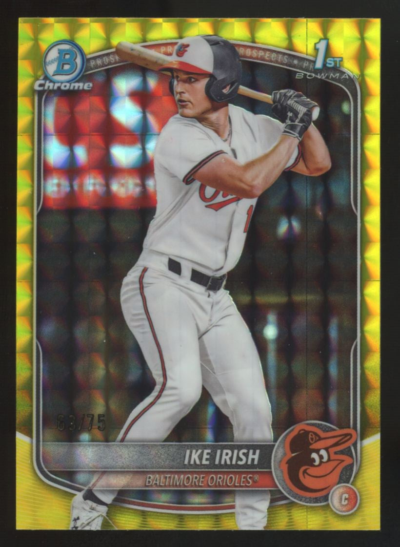 2025 Bowman Draft Ike Irish Chrome Prospect Yellow Geometric /75 #BDC-16