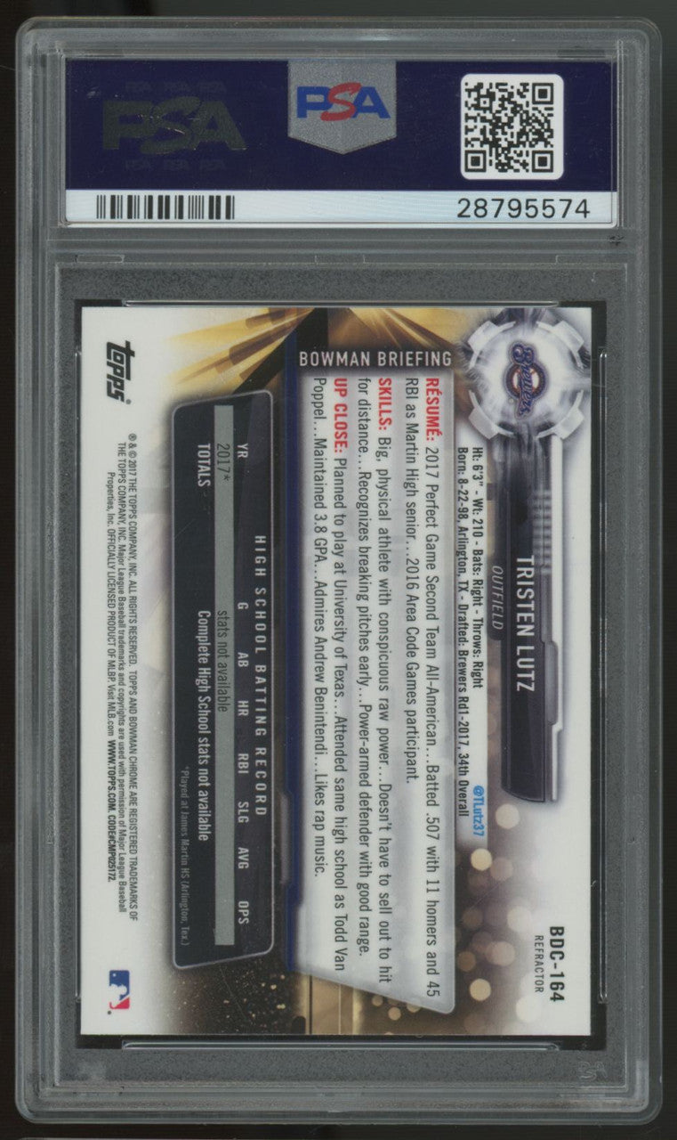 2017 Bowman Draft Tristen Lutz 1st Chrome Refractor #BDC-164 PSA 10