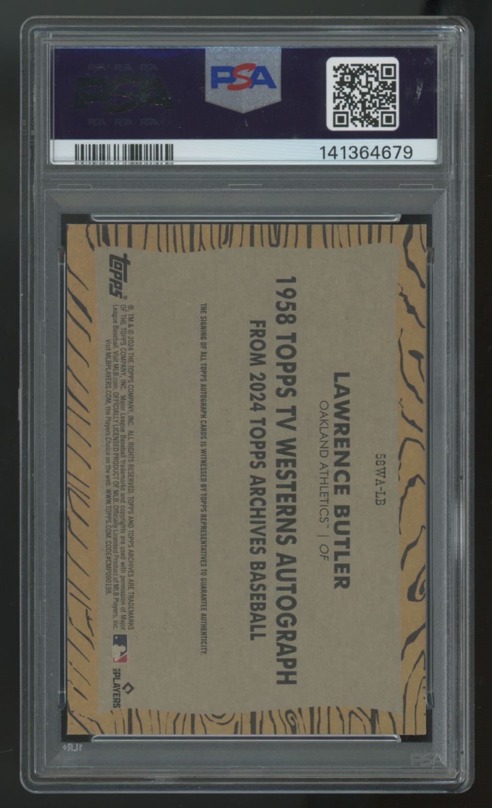 2024 Topps Archives Lawrence Butler RC '58 TV Westerns Auto #58WA-LB PSA 10