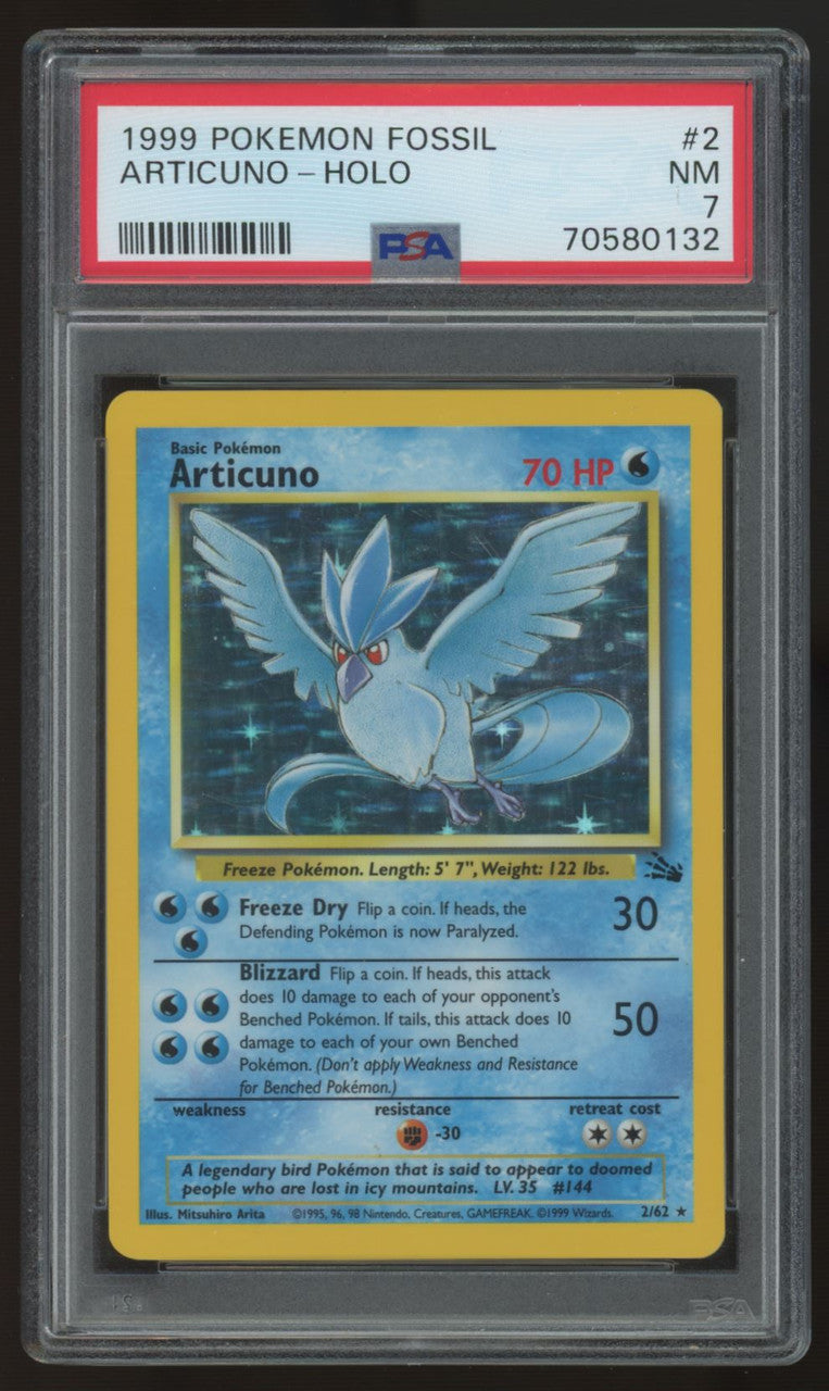 1999 Pokemon Articuno Fossil Holo #2 PSA 7