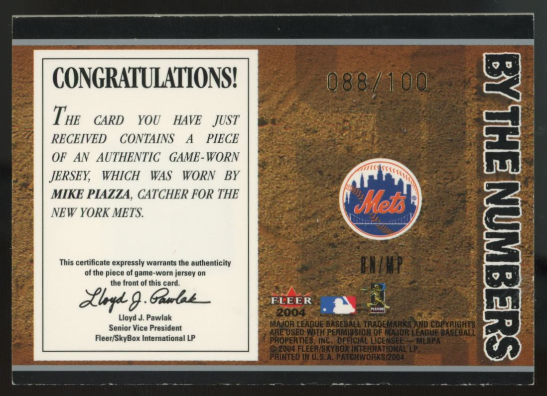 2004 Fleer Patchworks Mike Piazza By The Numbers Patch /100 #BN/MP