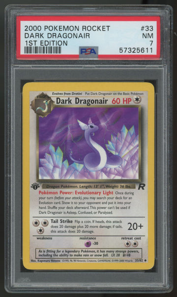 2000 Pokemon Dark Dragonair Team Rocket 1st Edition #33 PSA 7