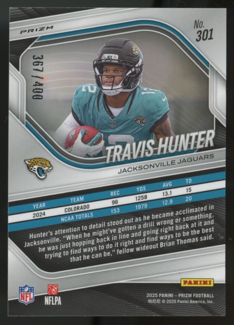 2025 Panini Prizm Travis Hunter RC Pandora /400 #301