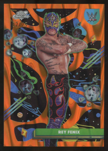 2026 Topps Chrome Cosmic WWE Rey Fenix Orange Galactic Refractor /25 #191