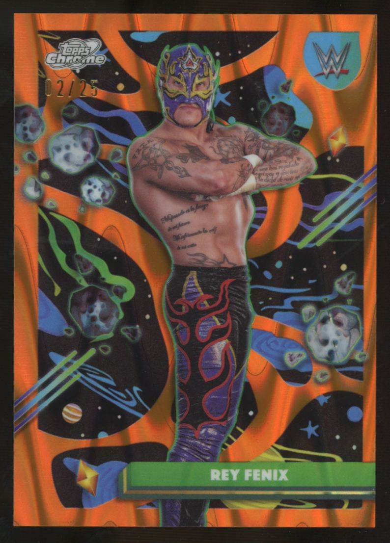 2026 Topps Chrome Cosmic WWE Rey Fenix Orange Galactic Refractor /25 #191