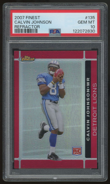 2007 Topps Finest Calvin Johnson RC Refractor #135 PSA 10