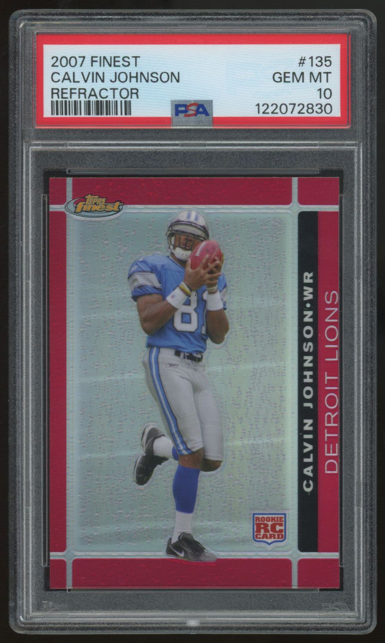 2007 Topps Finest Calvin Johnson RC Refractor #135 PSA 10