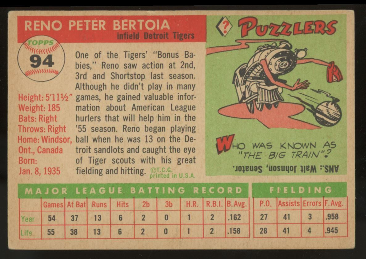 1955 Topps Reno Bertoia #94 Signed Autographed