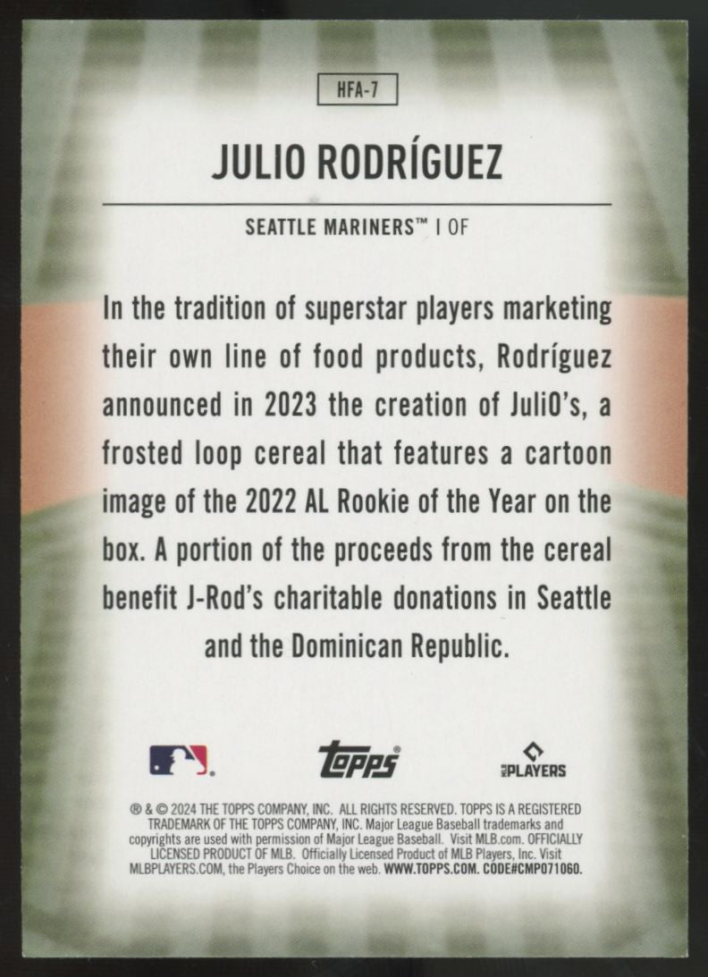 2024 Topps Series Two Julio Rodriguez Home Field Advanatge #HFA-7