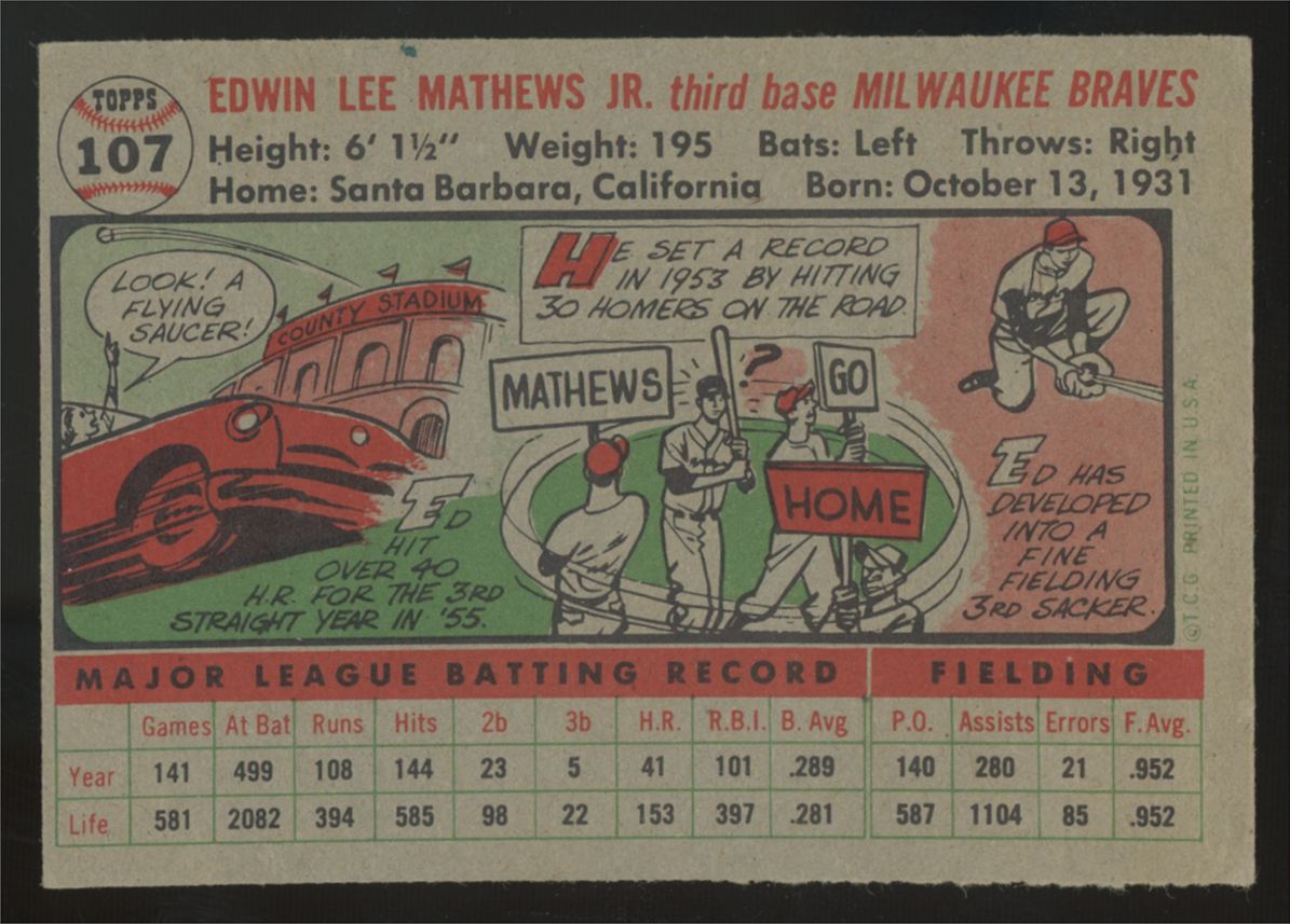 1956 Topps Ed Mathews #107 Good