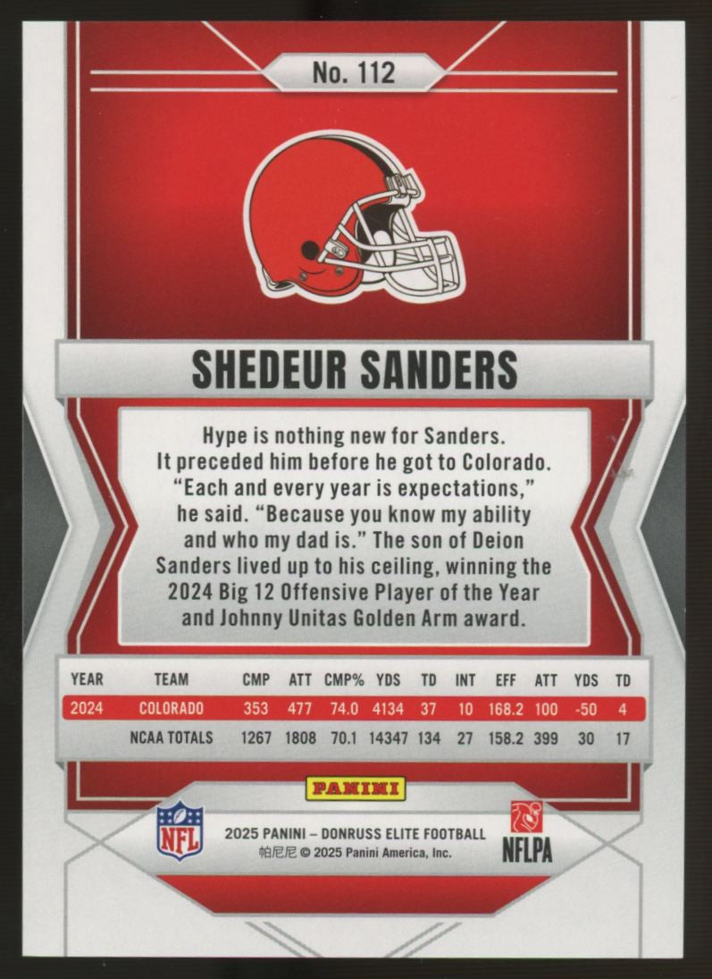 2025 Donruss Elite Shedeur Sanders RC Orange /849 #112