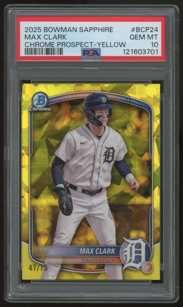 2025 Bowman Chrome Sapphire Max Clark Prospect Yellow /75 #BCP-24 PSA 10