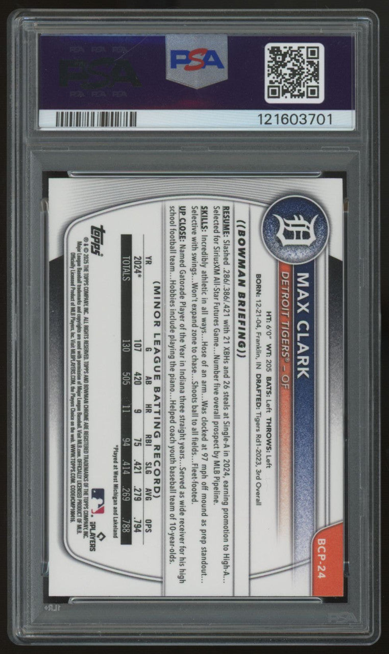 2025 Bowman Chrome Sapphire Max Clark Prospect Yellow /75 #BCP-24 PSA 10