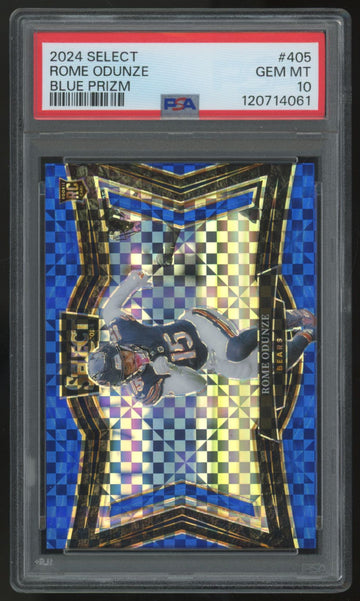 2024 Panini Select Rome Odunze RC Field Level Blue Prizm /75 #405 PSA 10