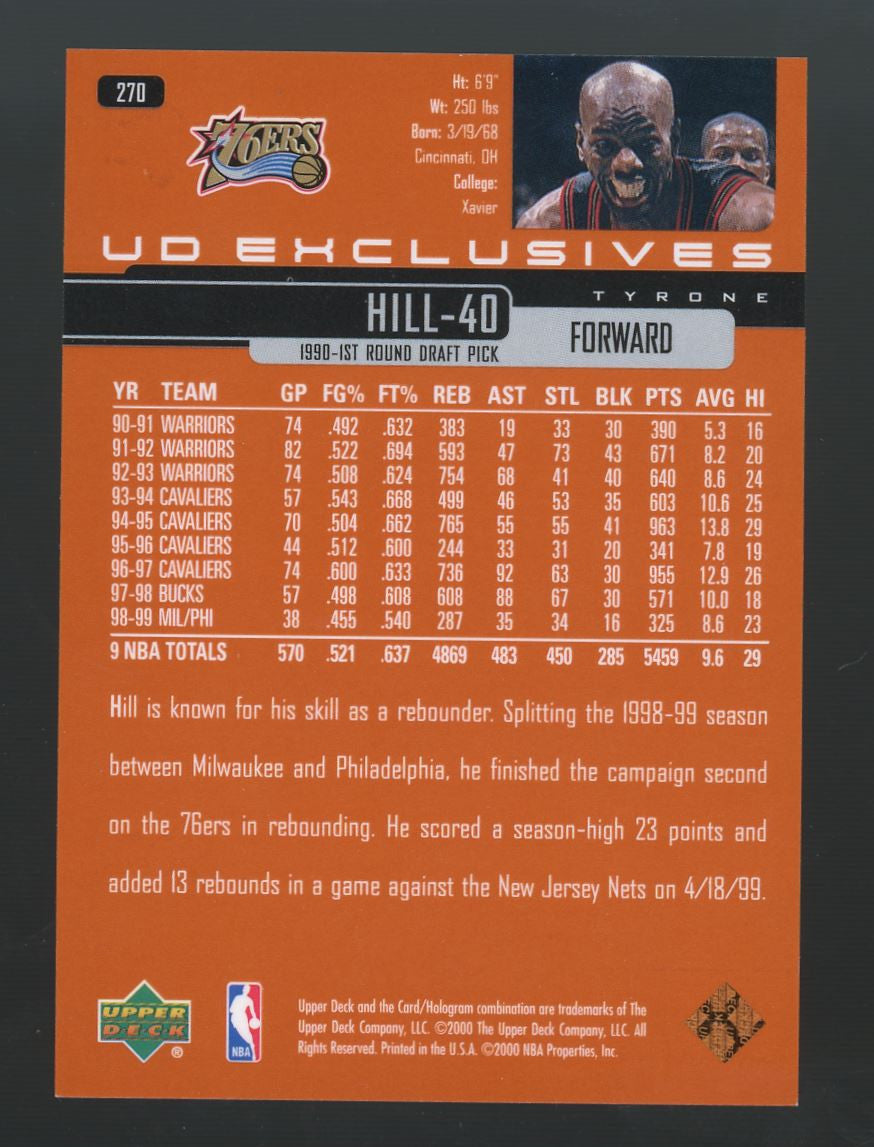 1999-00 Upper Deck Tyrone Hill Exclusives /100 #270