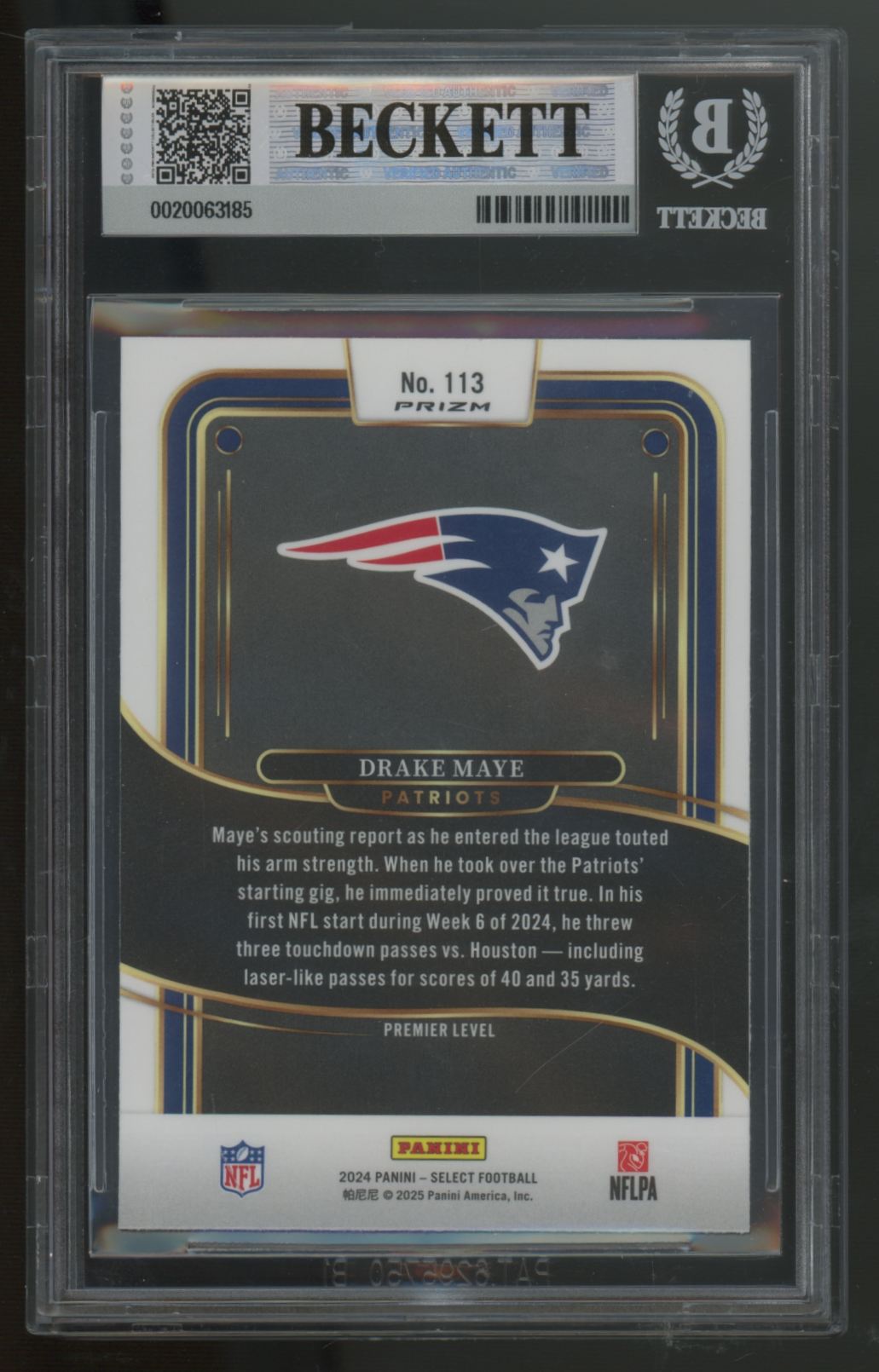2024 Select Drake Maye RC Green Yellow Shock Prizm #113 BGS 9