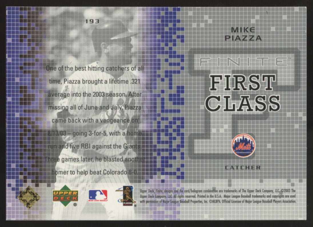2003 Upper Deck Finite Mike Piazza Gold First Class /99 #193