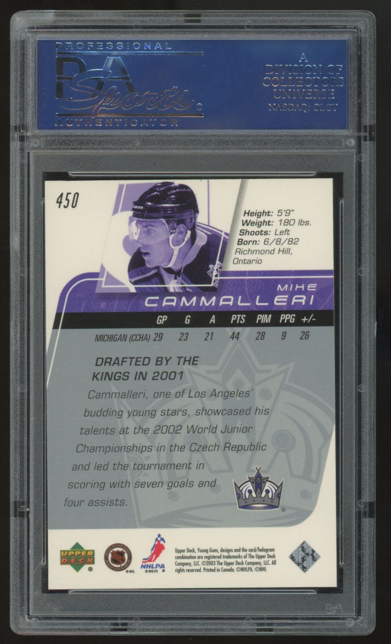 2002-03 Upper Deck Mike Cammalleri RC Young Guns #450 PSA 10