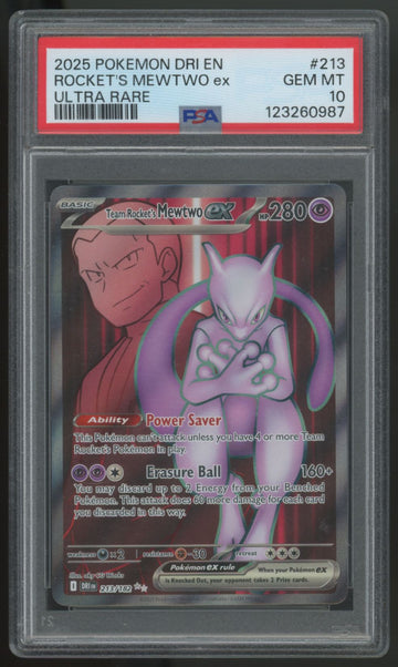 2025 Pokemon Team Rocket's Mewtwo ex Destined Rivals Ultra Rare #213 PSA 10