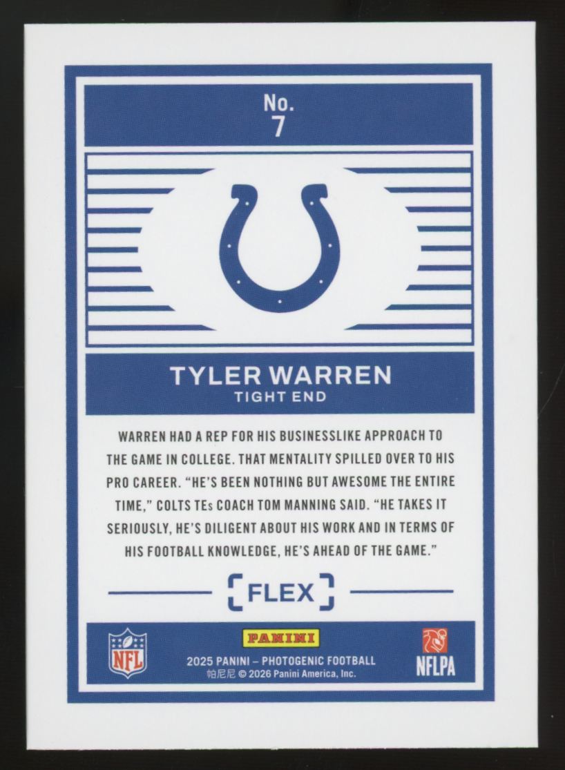 2025 Panini Photogenic Tyler Warren RC Flex SSP #7