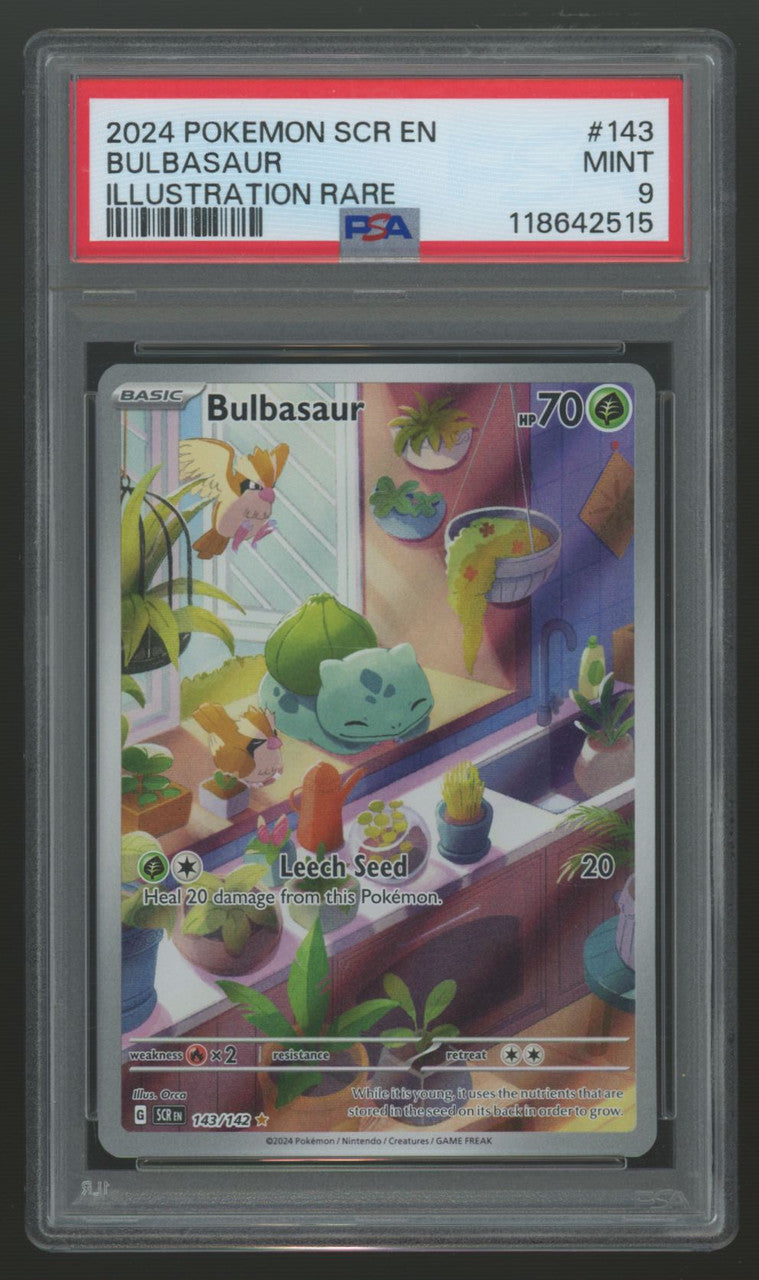 2024 Pokemon Bulbasaur Stellar Crown Illustration Rare #143 PSA 9 (B)
