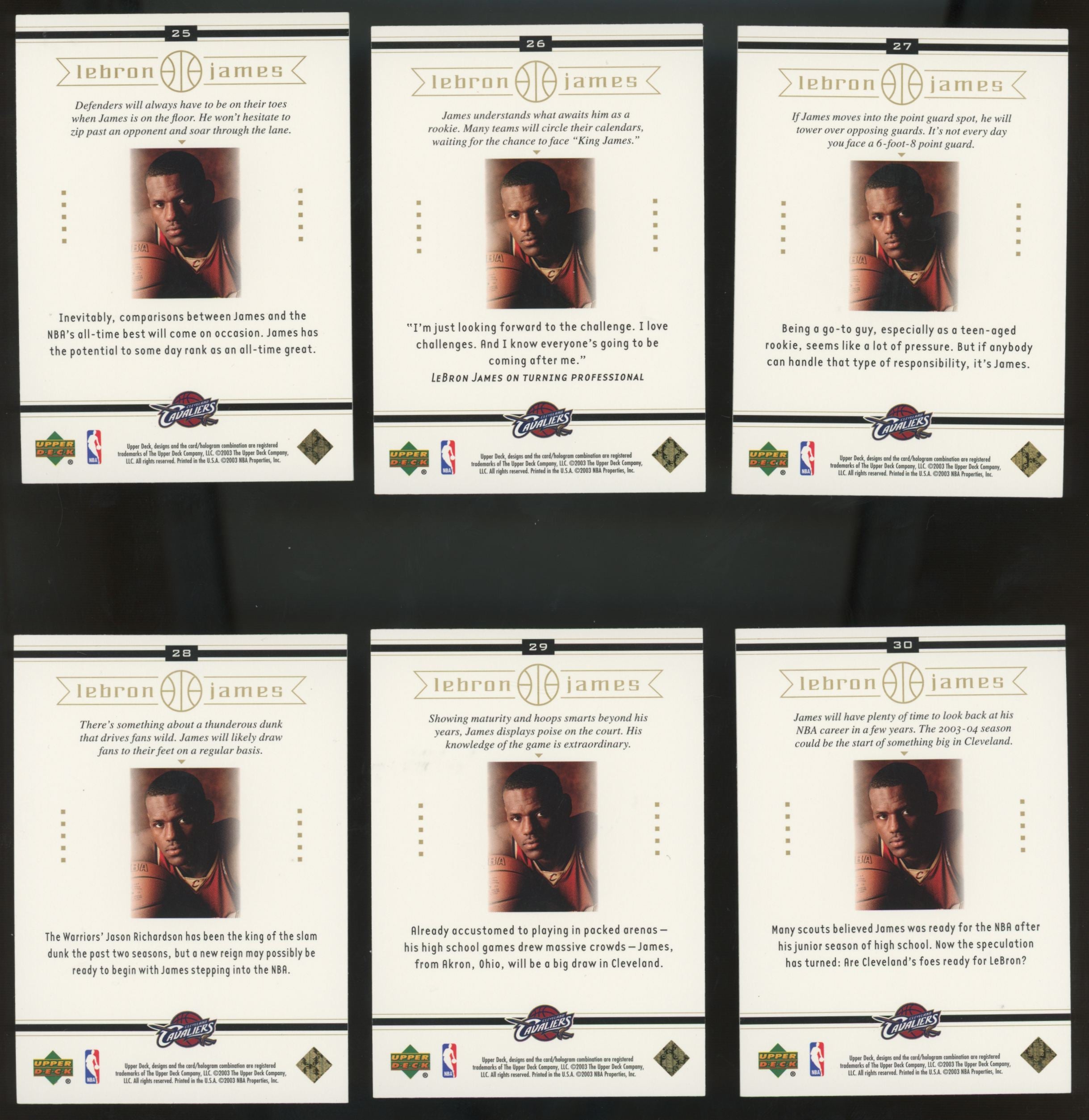 2003-04 Upper Deck LeBron James RC Complete Set (30/30)