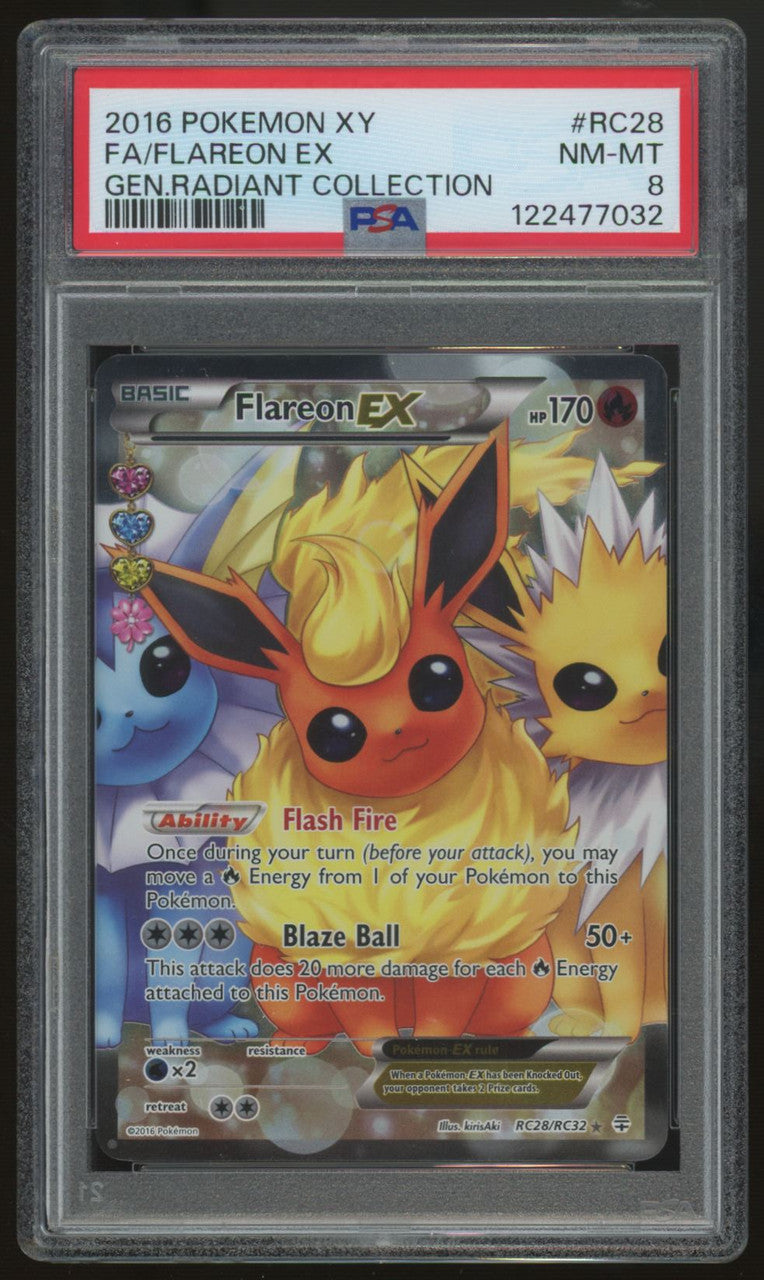 2016 Pokemon Flareon EX Radiant Collection #RC28 PSA 8