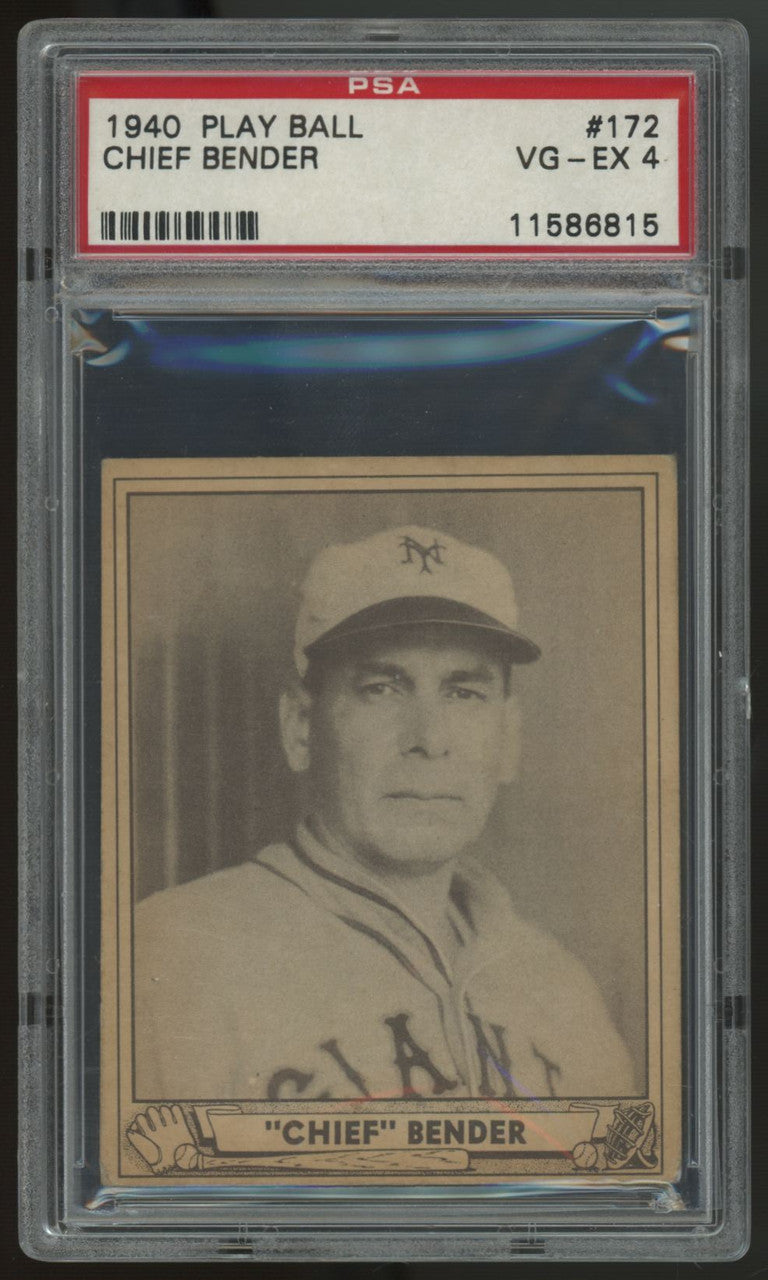 1940 Play Ball Baseball Chief Bender #172 PSA 4