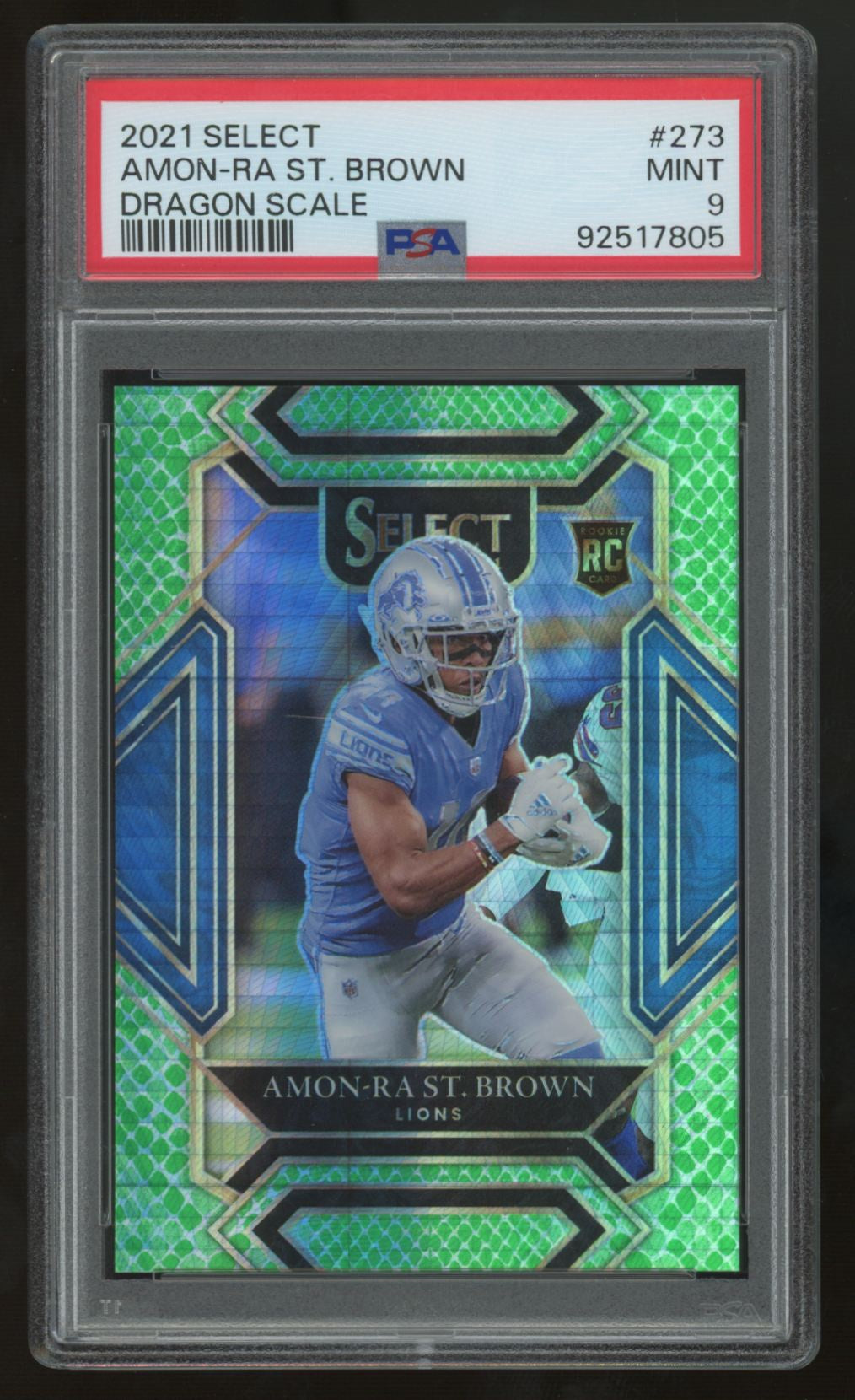 2021 Select Amon-Ra St. Brown RC Dragon Scale Prizm /89 #273 PSA 9