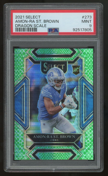 2021 Select Amon-Ra St. Brown RC Dragon Scale Prizm /89 #273 PSA 9