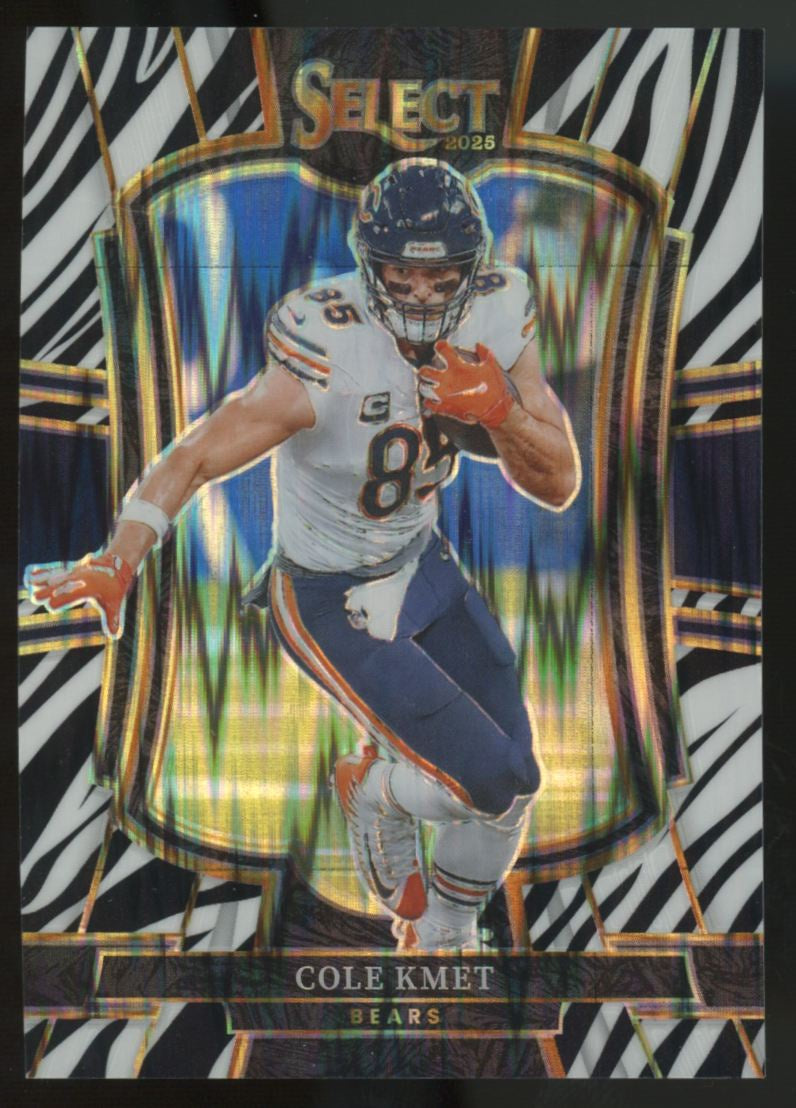 2025 Panini Select Cole Kmet Premier Level Zebra Shock SSP #174