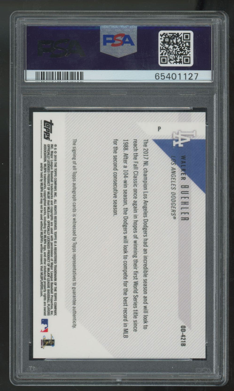 2018 Topps Now Walker Buehler RC Road/Opening Day Blue Auto /49 #OD-421B PSA 9