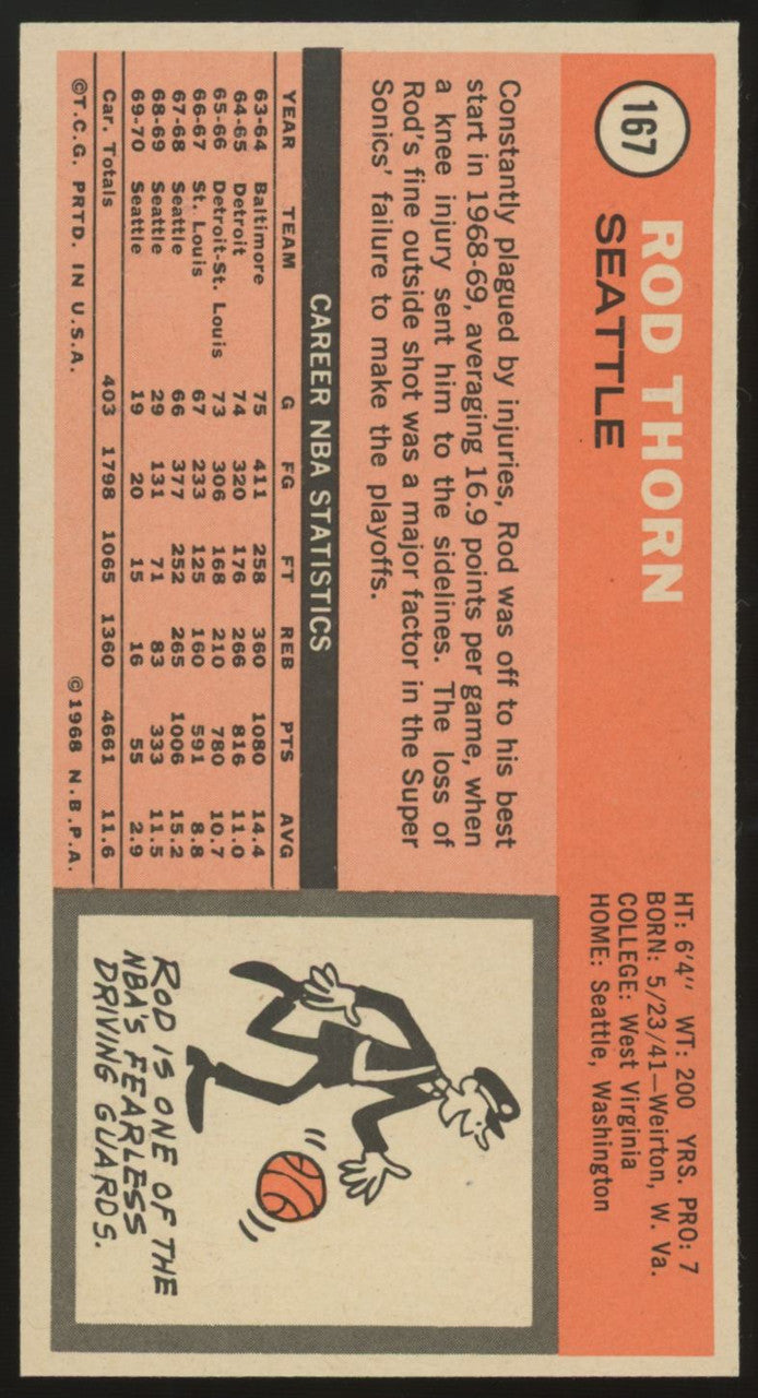 1970-71 Topps Rod Thorn RC #167 EX/MT