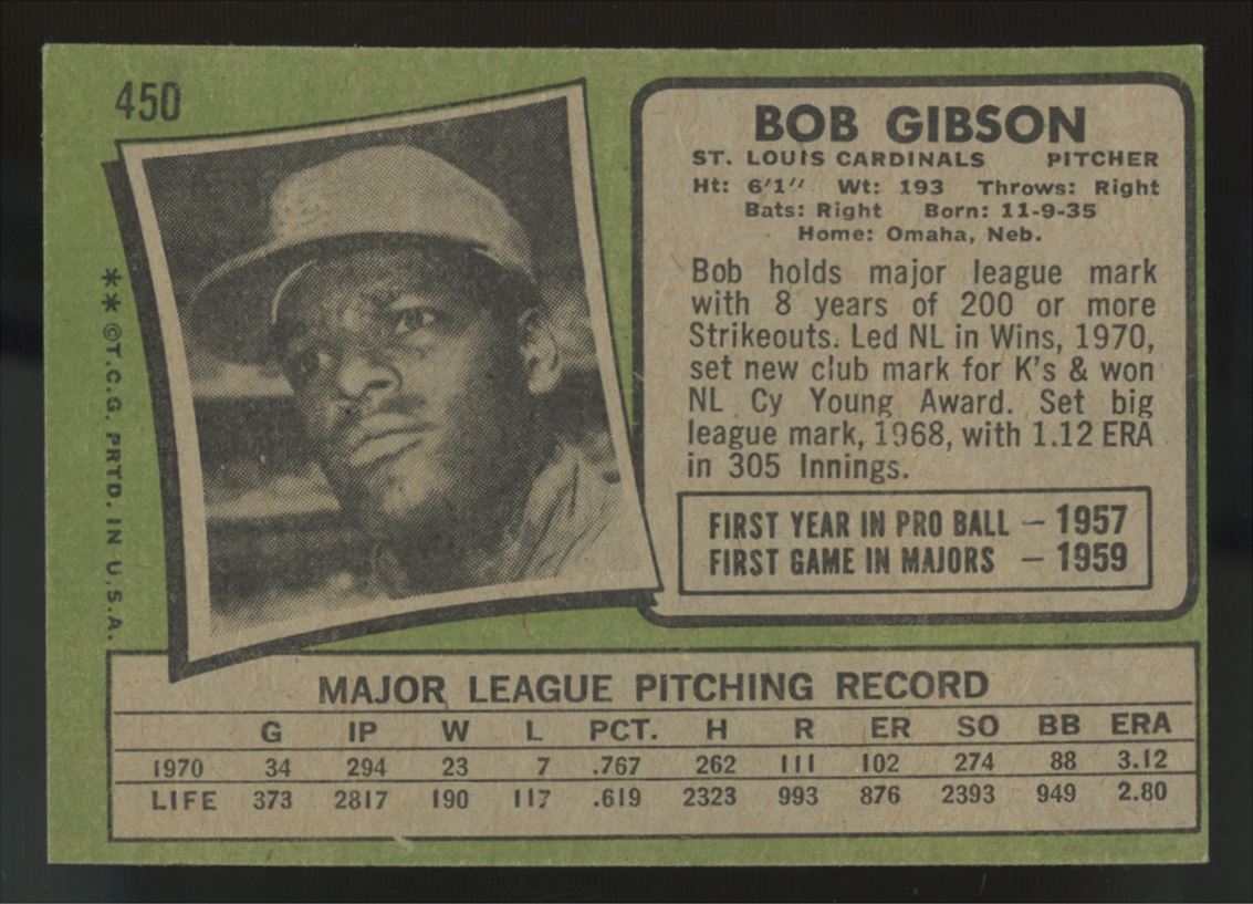 1971 Topps Bob Gibson #450 EX/MT