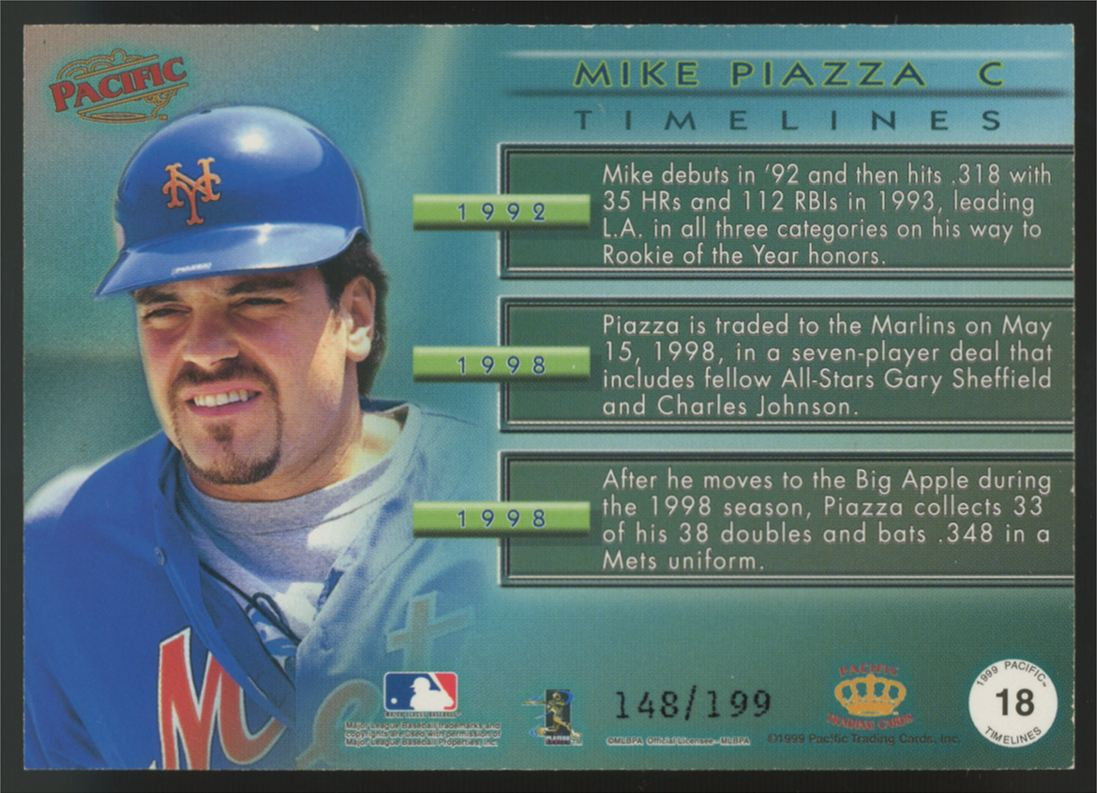 1999 Pacific Mike Piazza Timelines /199 #18