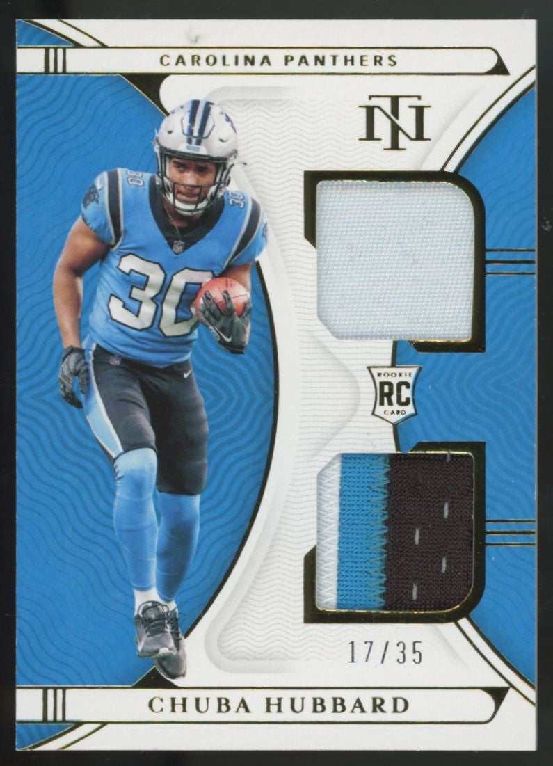 2021 Panini National Treasures Chuba Hubbard RC Dual Patch /35 #RDM-25