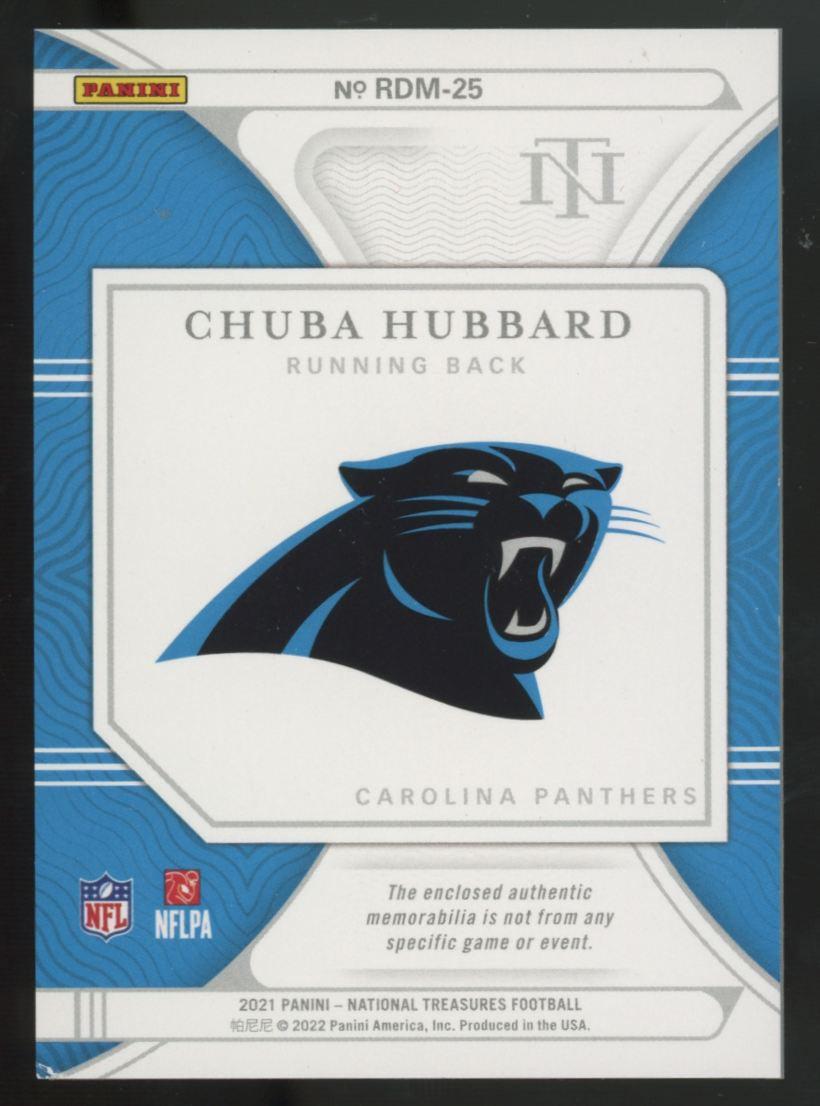 2021 Panini National Treasures Chuba Hubbard RC Dual Patch /35 #RDM-25