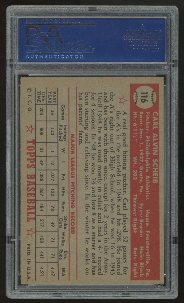 1952 Topps Carl Scheib #116 PSA 5