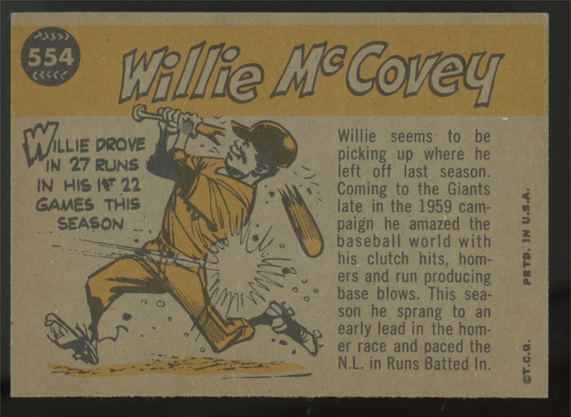 1960 Topps Willie McCovey All-Star #554 NM